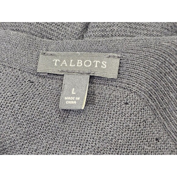 CS Women's Large Talbots Black Duster Lightweight Open Front Cardigan Sweater - Picture 6 of 7